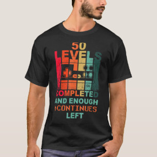 Camiseta Gamer Retro Gamepad nível 50 de aniversário