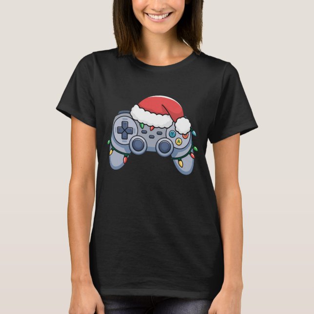 Camiseta Gamer Santa Hat do Controlador de Vídeo (Frente)