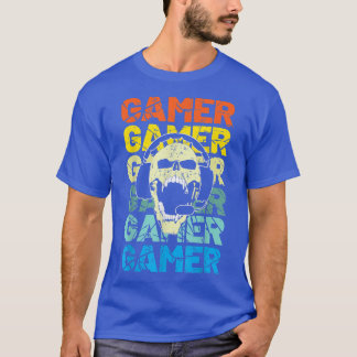 Camiseta Gamer Skull Vintage Video Game Lover T-Shir