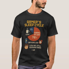 Camiseta Gamer Sleep Cycle Pixel Art - Engraçado baixo jogo