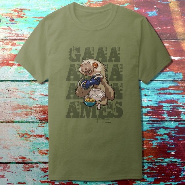 Camiseta Gamer Sloth Comendo Nachos em Cartografia de Cueca (Criador carregado)