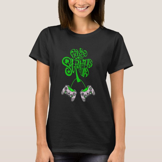 Camiseta Gamer St Patricks Day Video Game Controller Shamro (Frente)