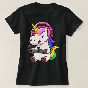Camiseta Gamer Unicórnio   Design de Jogo Colorido Fofo