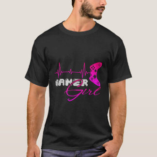 Camiseta Gamer Women Girls Heartbeat Videos games Controlle