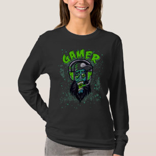 Camiseta Gamer Zombie Cranky Teens Modo de Jogo Ativado