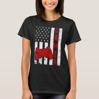 Camiseta Gamerica 4º de julho Video Gamer USA American Flag