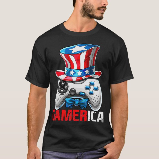 Camiseta Gamerica 4 de julho Video Game American Flag Uncl (Frente)