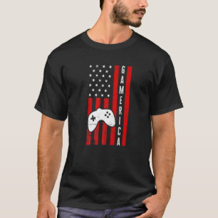 Camiseta Gamerica USA Flag Gamer 4 De Julho Video Game Boys