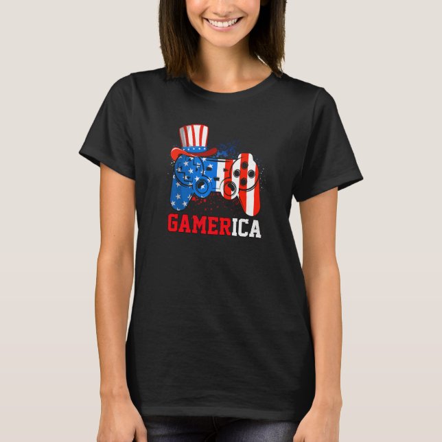 Camiseta Gamerica Video Game Controller American Flag 4º O (Frente)