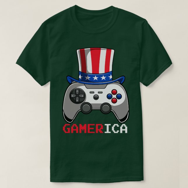 Camiseta Gamerica Video Game Controller Tio Sam Hat (Frente do Design)
