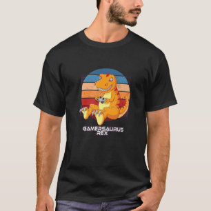 Camiseta Gamersaurus Rex Gamer Dinossaur Engraçado Jogando