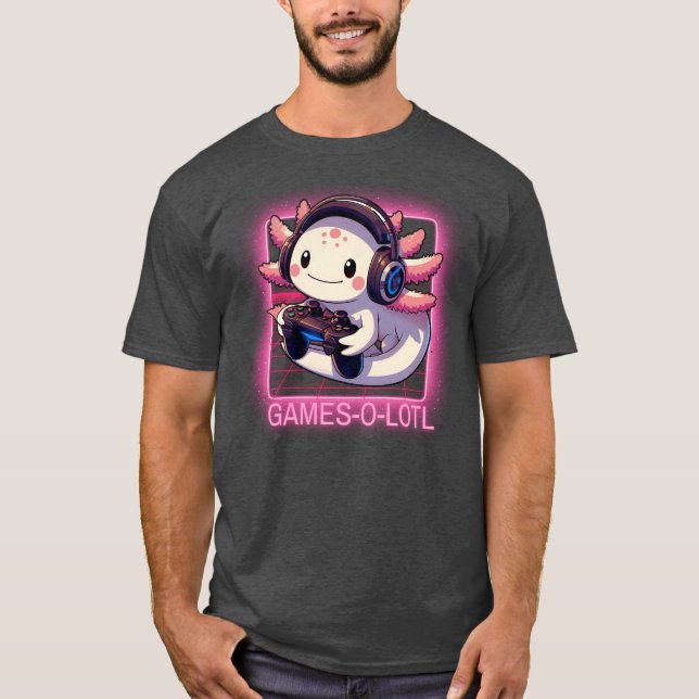 Camiseta Gamesalotl Videos games Cute Kawaii Axolotl Gamer (Frente)