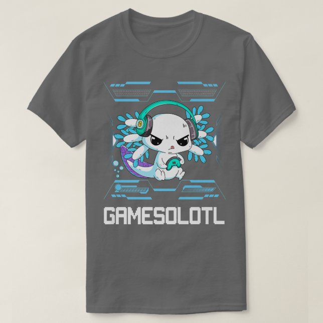 Camiseta Gamesolotl Aolotl Video Gamer Kawaii Pastel Gótico (Frente do Design)