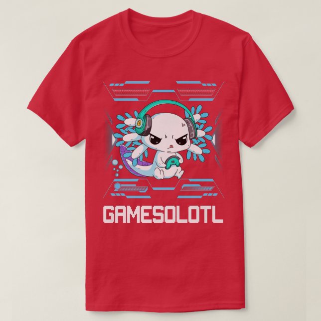 Camiseta Gamesolotl Aolotl Video Gamer Kawaii Pastel Gótico (Frente do Design)