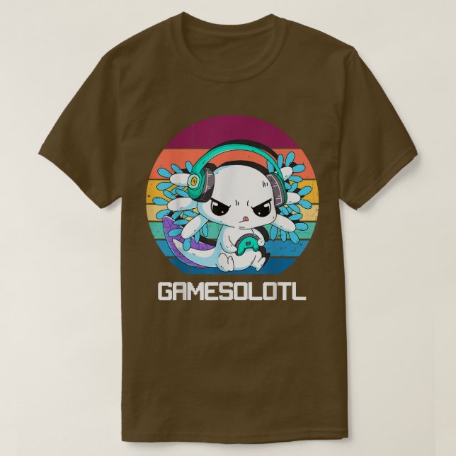 Camiseta Gamesolotl Aolotl Video Gamer Kawaii Pastel Gótico (Frente do Design)