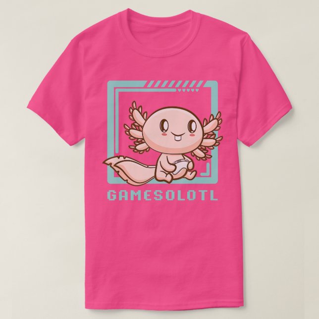 Camiseta Gamesolotl Axolotl Fish Tocando Videos games Lizar (Frente do Design)