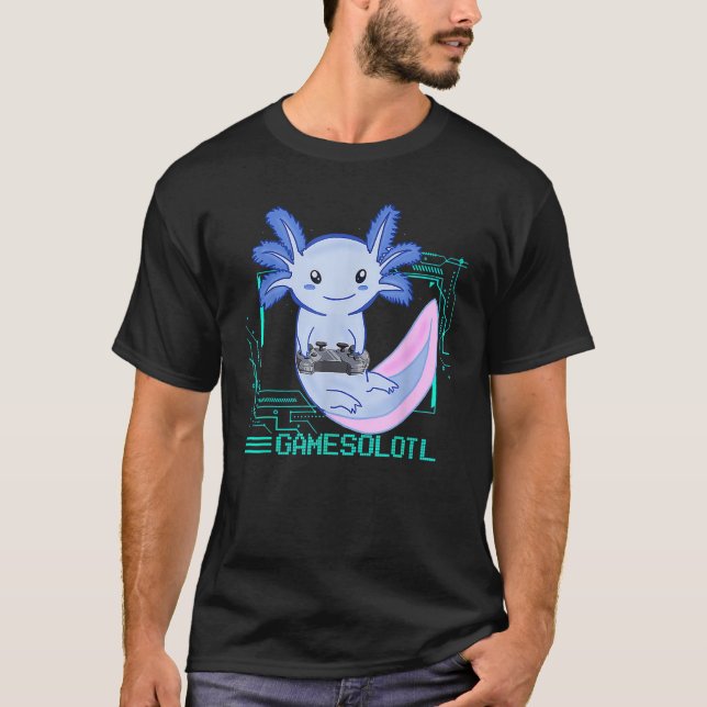 Camiseta Gamesolotl Axolotl Jogos de Vídeo para Jogos (Frente)