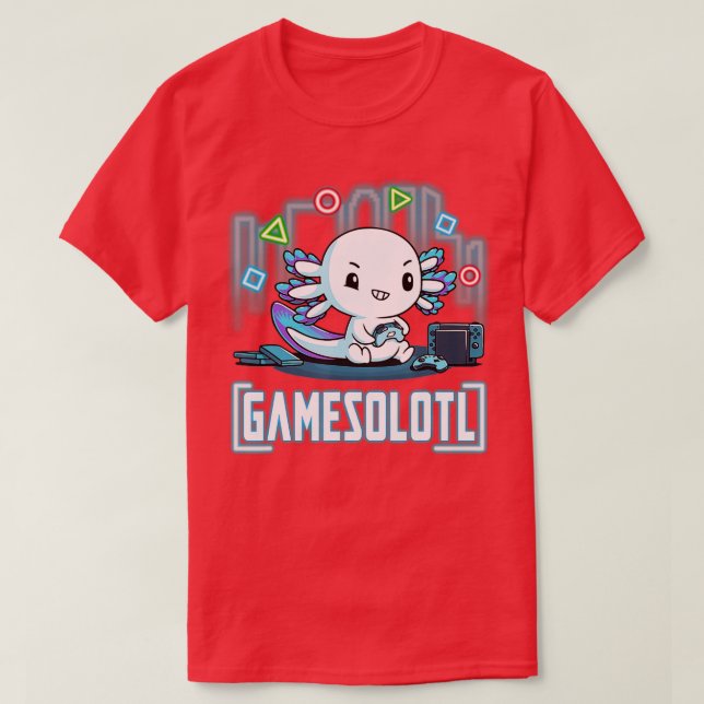 Camiseta Gamesolotl Axolotl Peixes Videos games (Frente do Design)