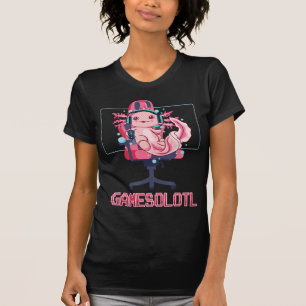 Camiseta Gamesolotl Axolotl Vídeo Gamer Kawaii Animação