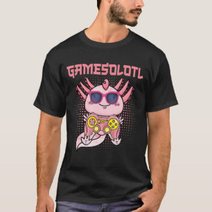 Camiseta Gamesolotl Axolotl Video Gamer Kawaii Animes Kids 