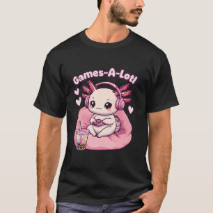 Camiseta Gamesolotl Axolotl Videos games Rosa Cute Kawaii A