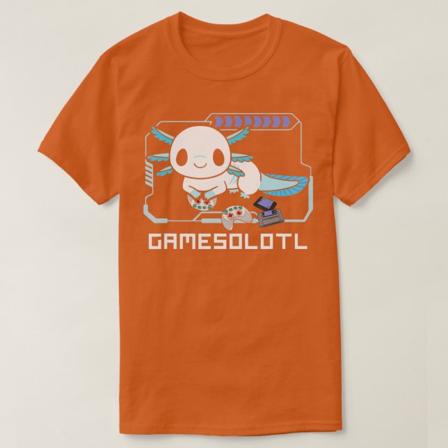 Camiseta Gamesolotl Funny Axolotl Vídeo Gaming Animal (Frente do Design)