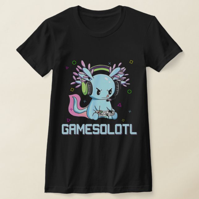 Camiseta Gamesolotl Galeria de Vídeo Axolotl Kawaii Anime B (Postura )