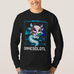 Camiseta Gamesolotl Gamer Axolotl Jogando Videos games