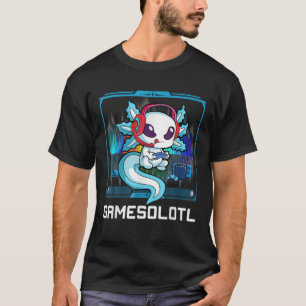 Camiseta Gamesolotl Gamer Axolotl Jogando Videos games