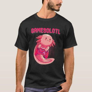 Camiseta Gamesolotl Gamer Axolotl Peixe Jogando Video Games
