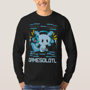 Camiseta Gamesolotl Gamer Axolotl Peixes Jogando Videos gam