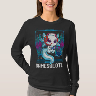 Camiseta Gamesolotl Gamer Axolotl Peixes Jogando Videos gam