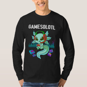 Camiseta Gamesolotl Gamer Axolotl Peixes Jogando Videos gam