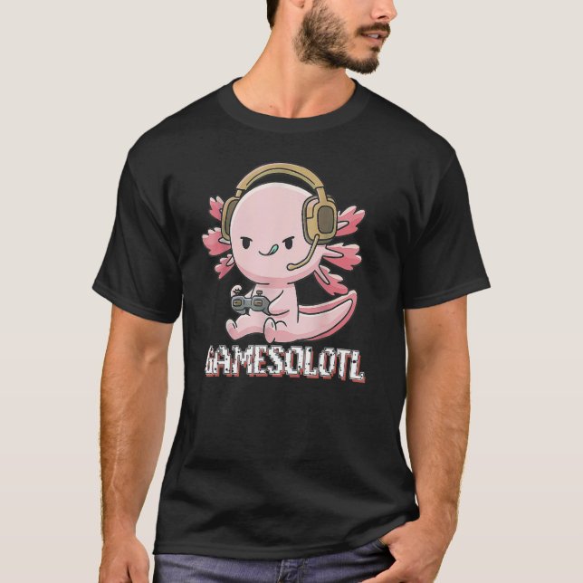 Camiseta Gamesolotl - Gamers Gamers De Jogos Axolotl (Frente)