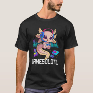 Camiseta Gamesolotl Jogador Axolotl Peixe Jogando Video Gam