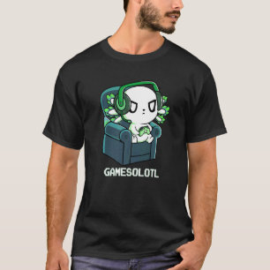 Camiseta Gamesolotl Jogador Axolotl Peixe Jogando Video Gam