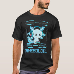 Camiseta Gamesolotl Jogador Axolotl Peixe Jogando Video Gam