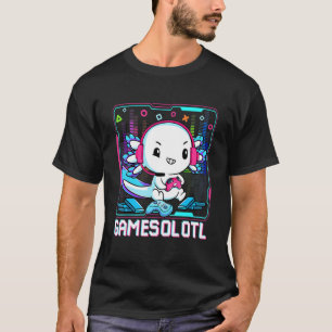 Camiseta Gamesolotl Jogador Axolotl Peixe Jogando Video Gam