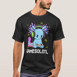Camiseta Gamesolotl Jogador Axolotl Peixe Jogando Video Gam