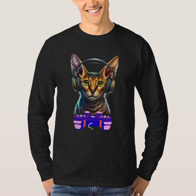 Camiseta Gaming Abyssinian Cat Player Animal Video Gamer Me (Frente)