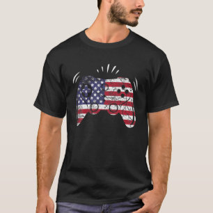 Camiseta Gaming American Flag 4 De Julho Jogo Tee Video Gam
