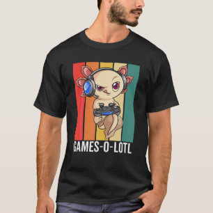 Camiseta Gaming Axolotl Men Adultos Crianças Retro Vintage