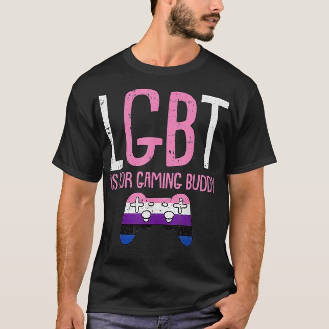 Camiseta Gaming Buddy LGBTQ Funny Genderfluid Pride Flag Al (Frente)