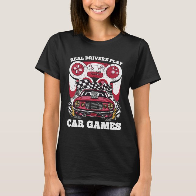 Camiseta Gaming Car Racing Gamer Video Game Controller Boys (Frente)