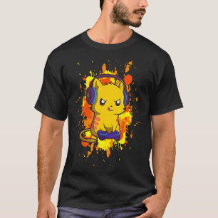 Camiseta Gaming Cat Video Gamer Nerd Headset