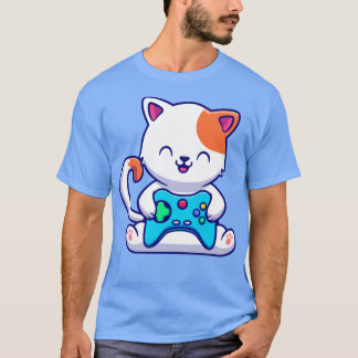 Camiseta Gaming De Gatos De Gato Bastante Com Console De Jo