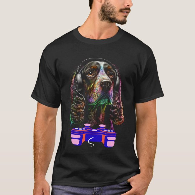 Camiseta Gaming English Cocker Spaniel Dog Player Video Gam (Frente)