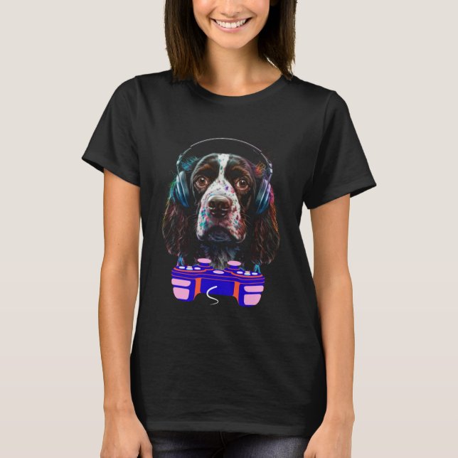 Camiseta Gaming English Springer Spaniel Dog Player Video G (Frente)