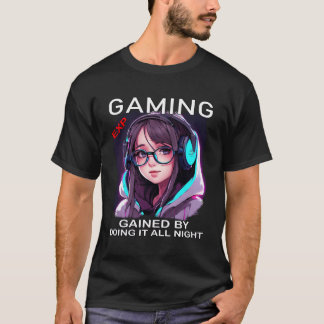 Camiseta Gaming Exp Ganhou Fazendo Tudo A Noite - Anime Ad