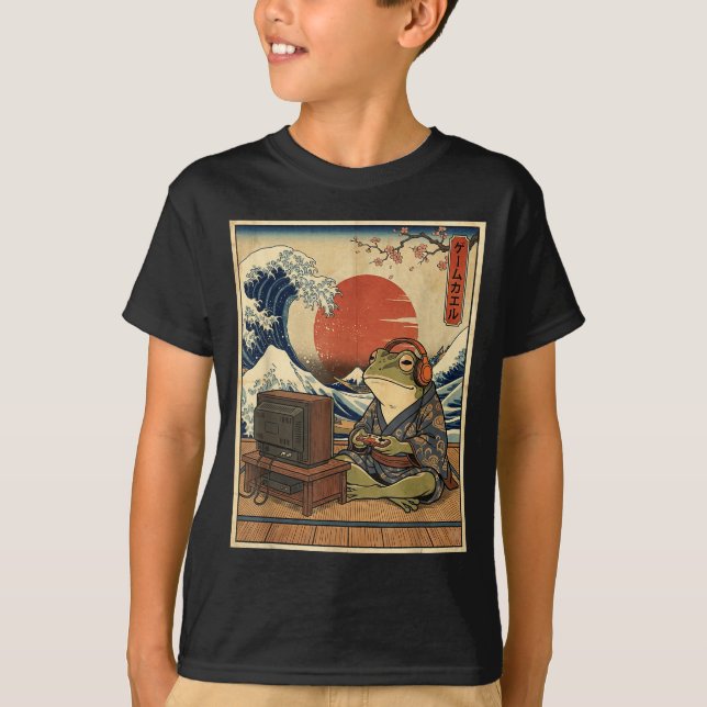 Camiseta Gaming Frog Art Ukiyo-e Japanese Gamer Anime Men W (Frente)